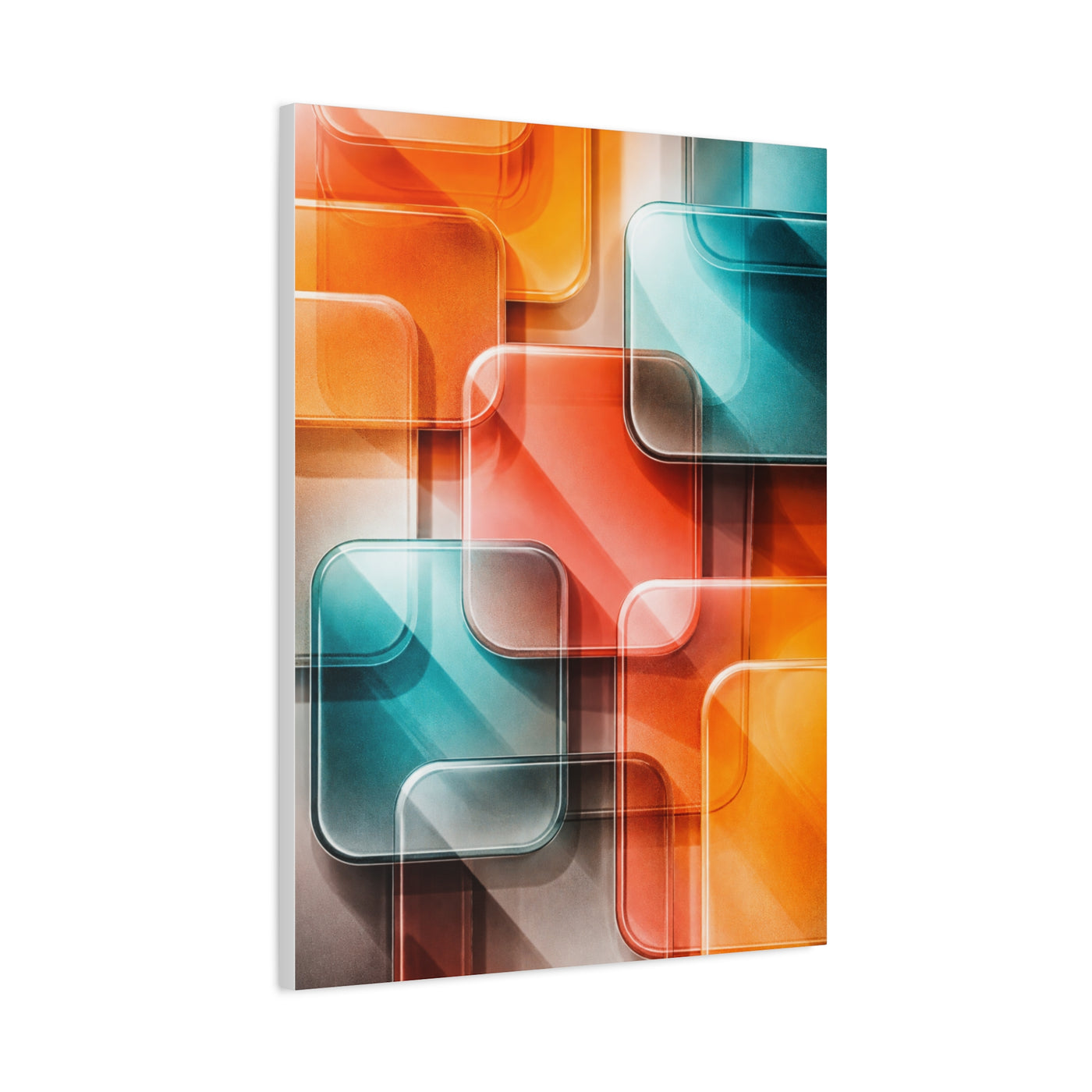 Tangerine and Teal Acrylic Geometry Wall Art & Canvas Print