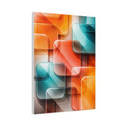 Tangerine and Teal Acrylic Geometry Wall Art & Canvas Print