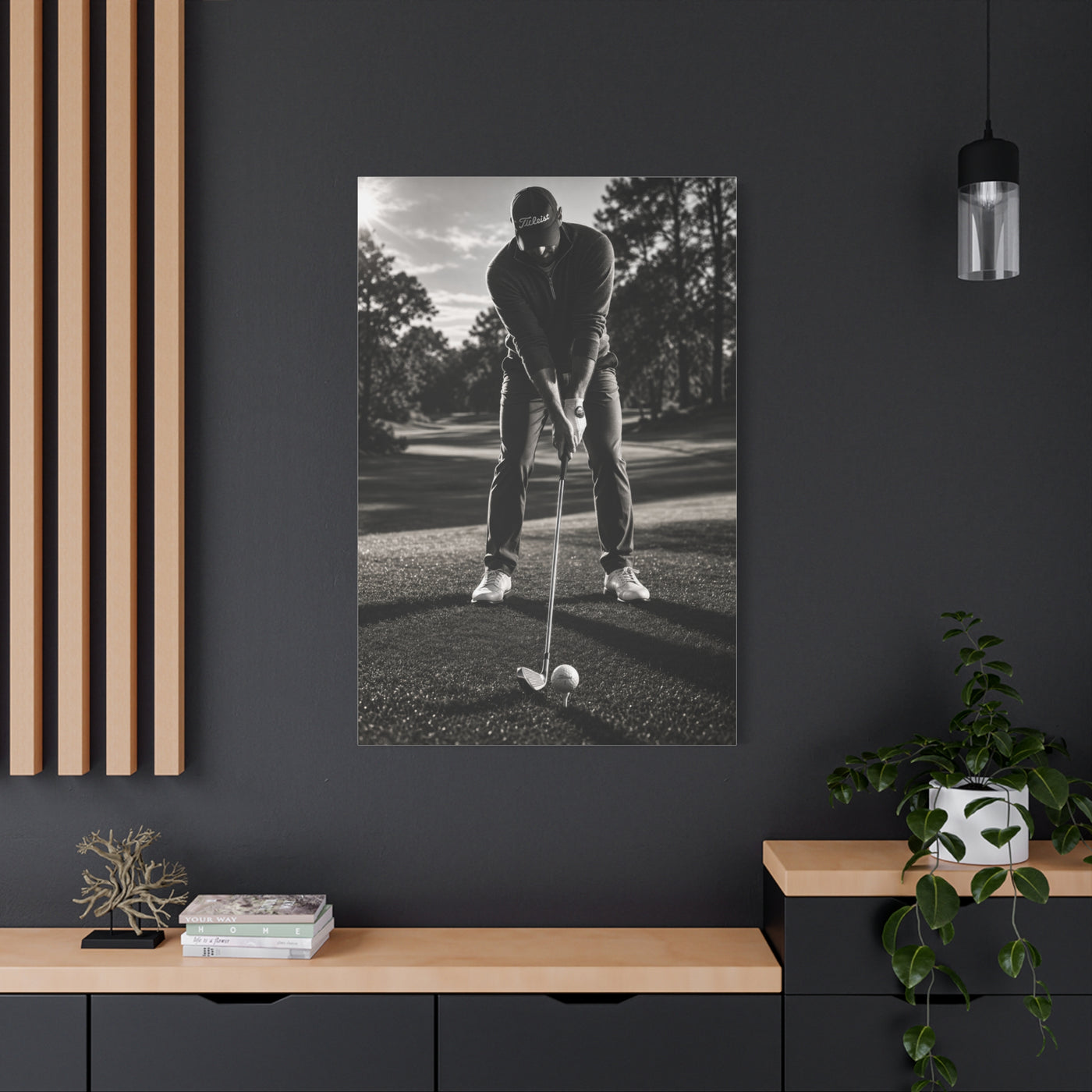 Black and White Golf Grip Portrait Wall Art & Canvas Print