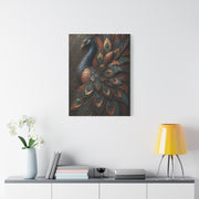 Sculptural Metal Peacock Relief Wall Art & Canvas Print
