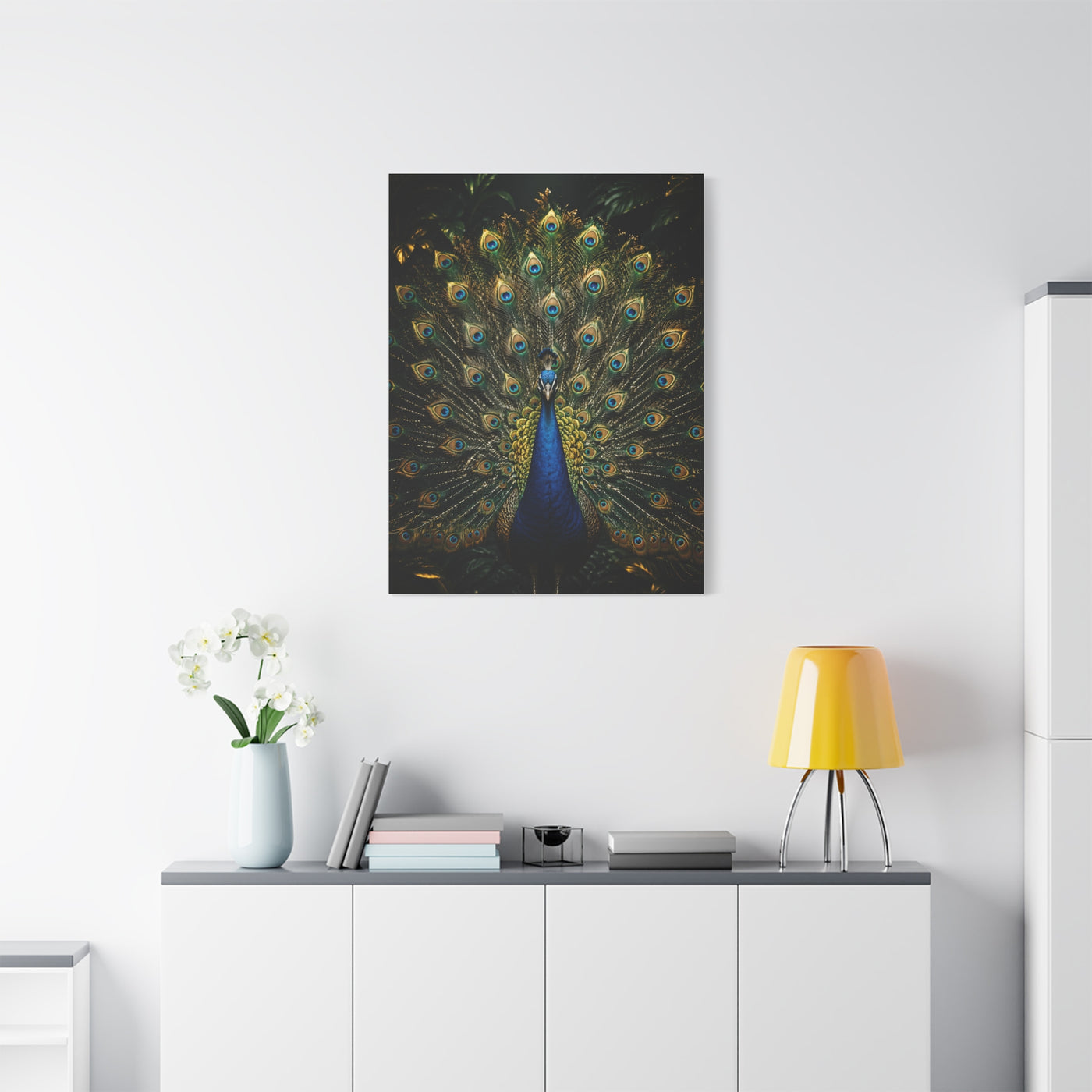 Opulent Jungle Peacock Display Wall Art & Canvas Print