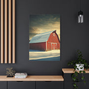 Red Winter Barn in Snow Wall Art & Canvas Prints