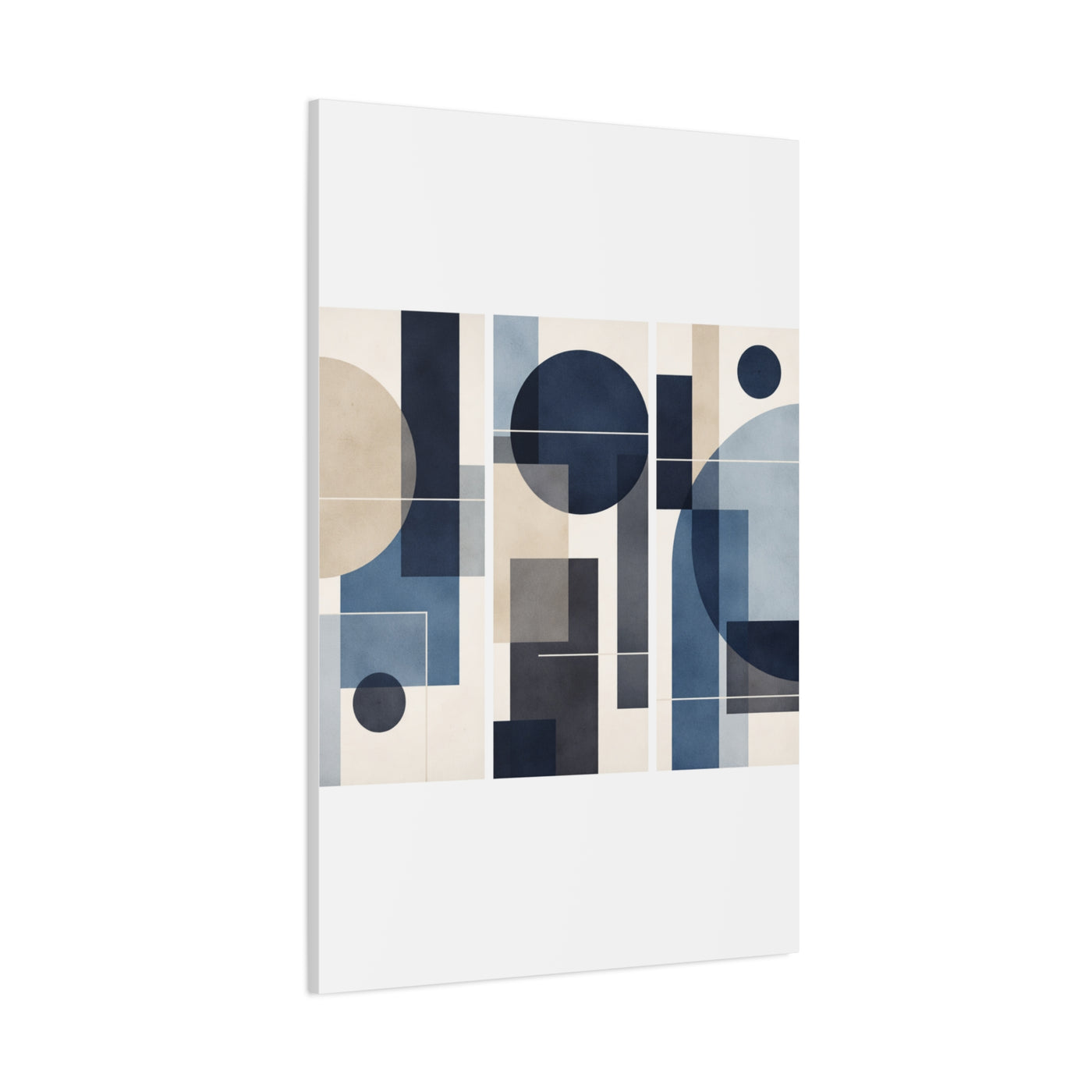 Navy Geometric Triptych Composition Wall Art & Canvas Print