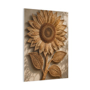 Handwoven Natural Sunflower Textile Wall Art & Canvas Print