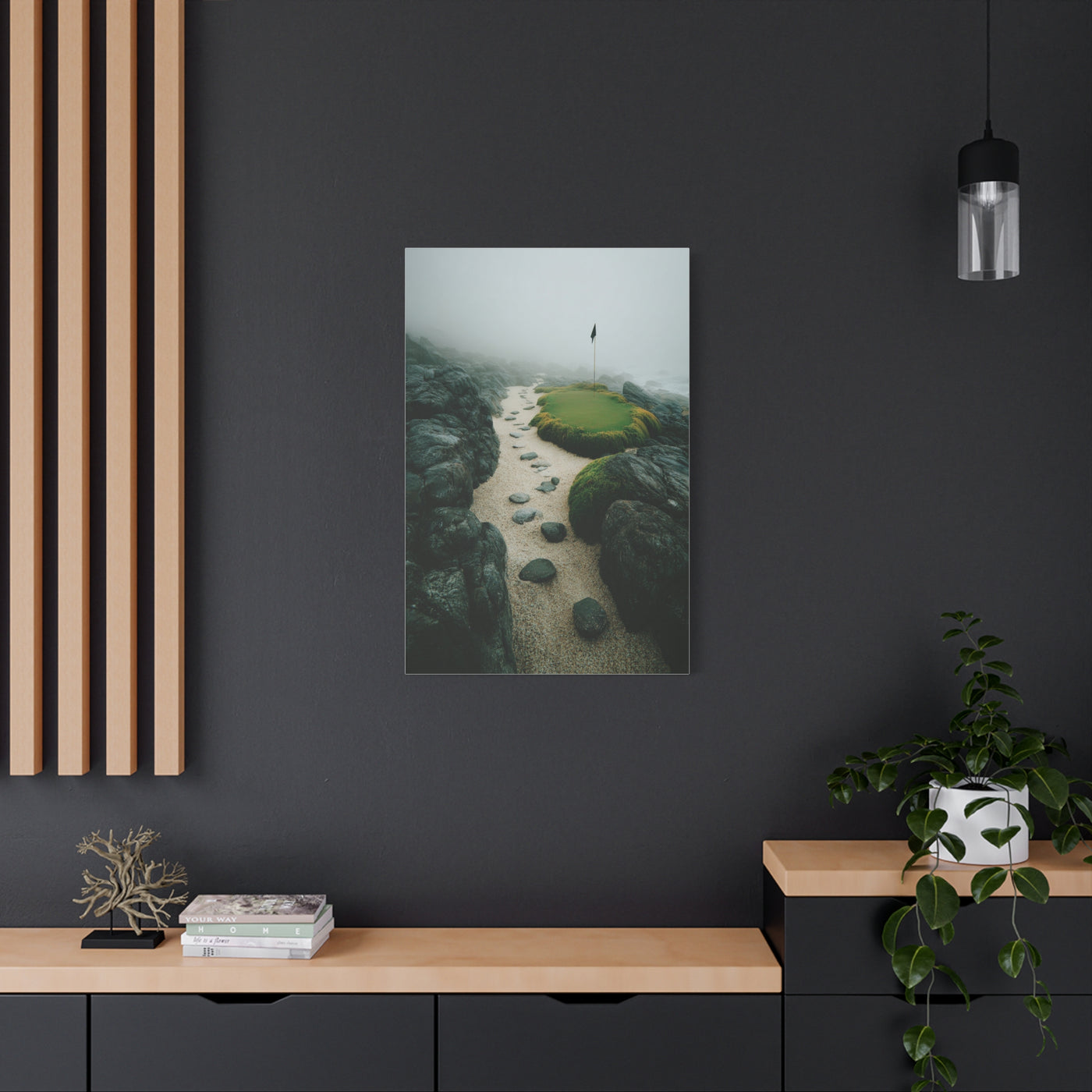 Coastal Mist Golf Green Minimal Wall Art & Canvas Print