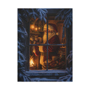 Snowy Cottage Window Santa Scene Wall Art & Canvas Print