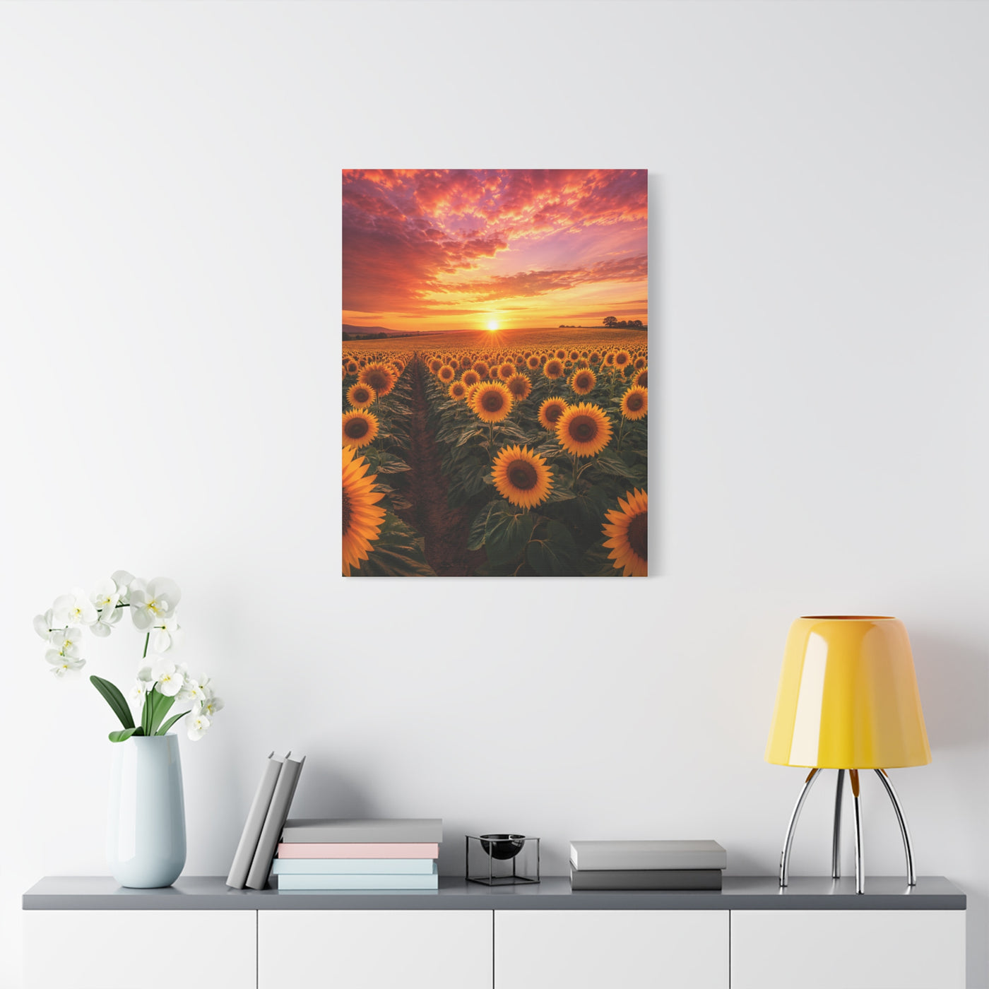 Golden Horizon Sunflower Field Wall Art & Canvas Print