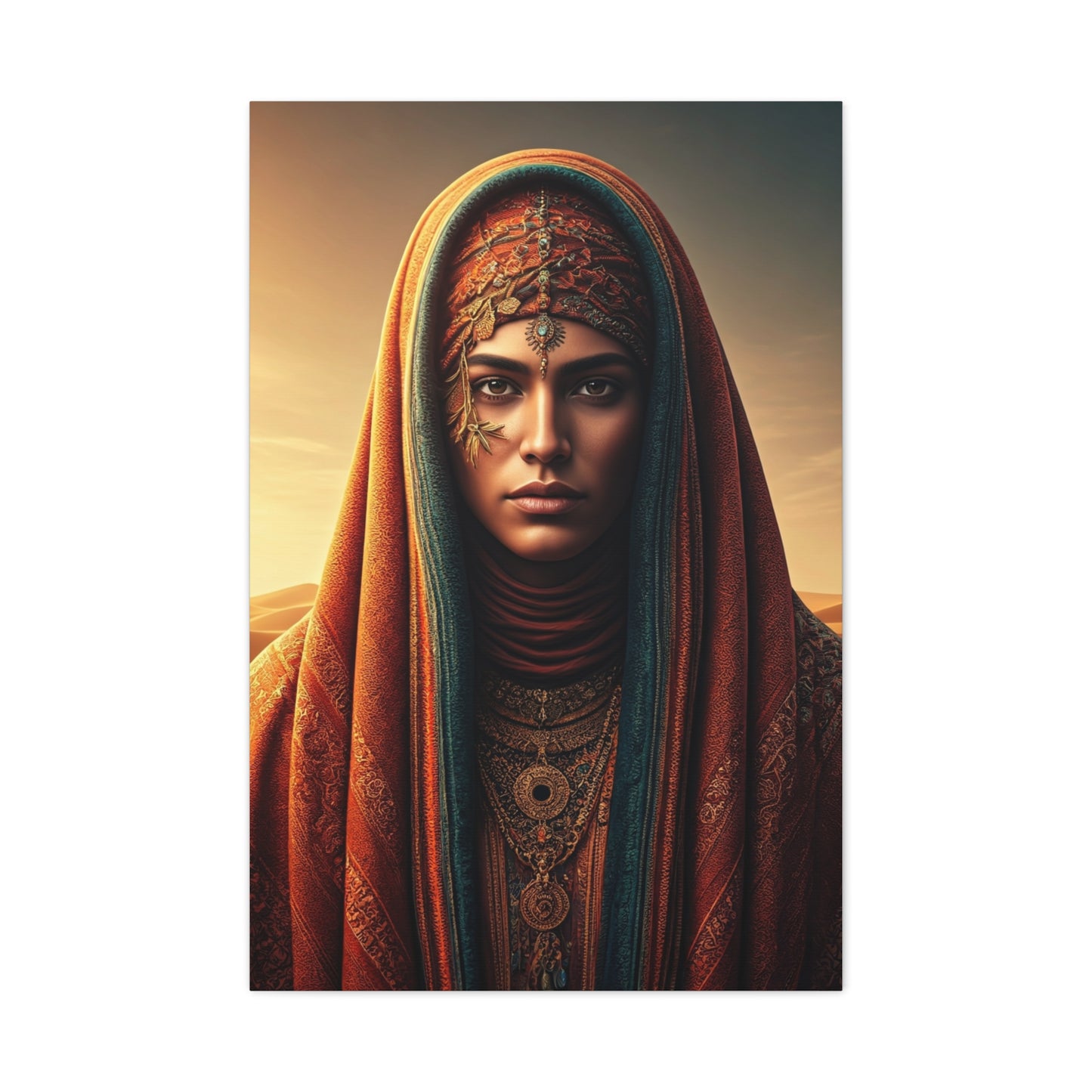 Desert Veil Woman Portrait Wall Art & Canvas Prints