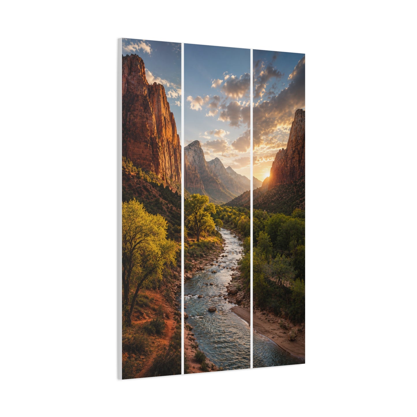 Zion Canyon Triptych Landscape Wall Art & Canvas Print