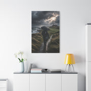 Stormy Seaside Golfer Journey Wall Art & Canvas Print
