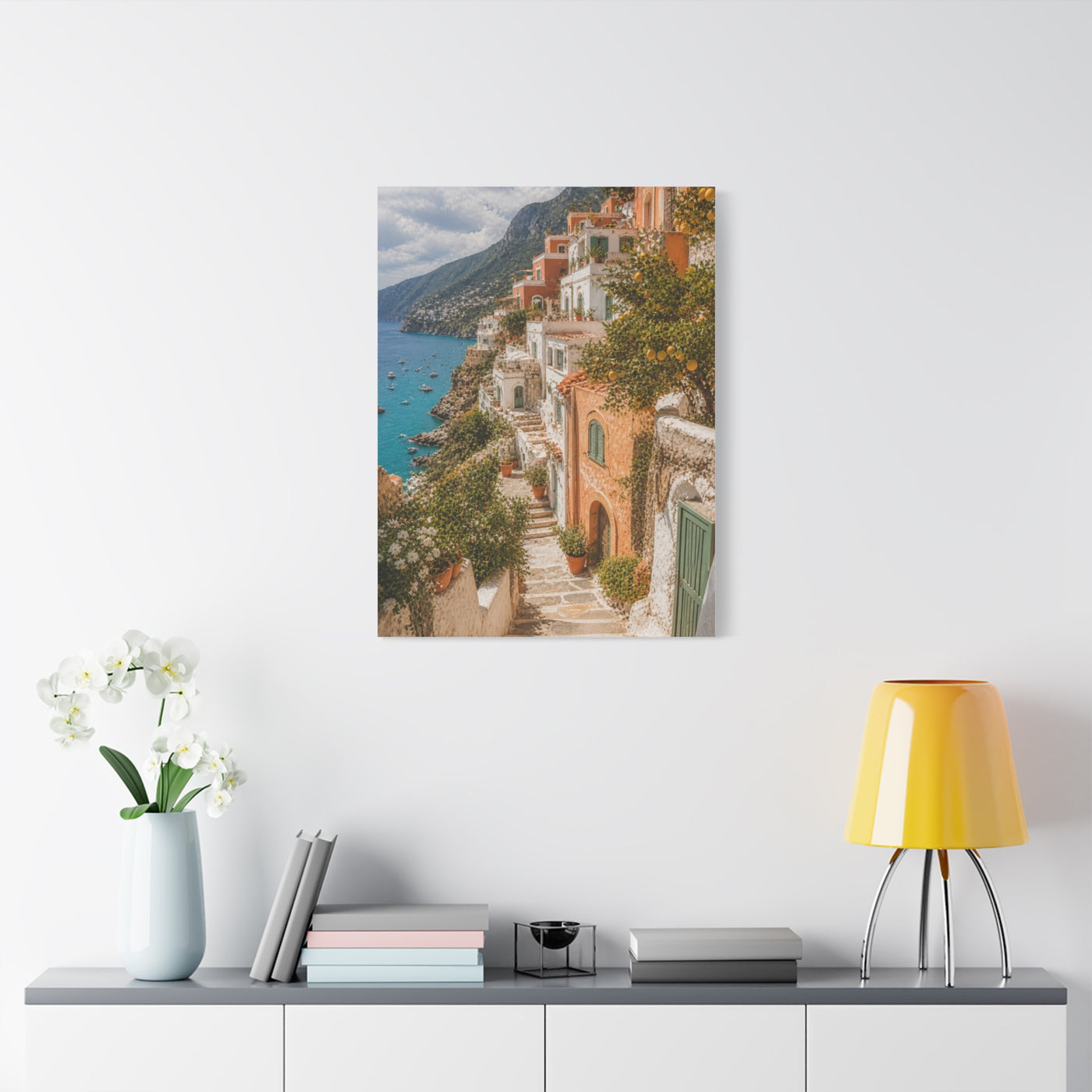 Mediterranean Cliffside Village Wall Art & Canvas Print