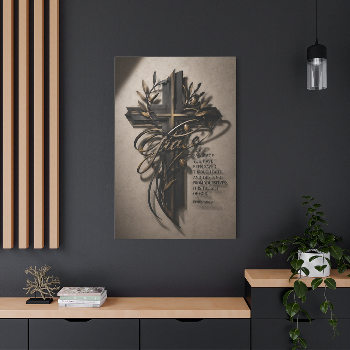 Grace Cross Metal Scripture Wall Art & Canvas Print
