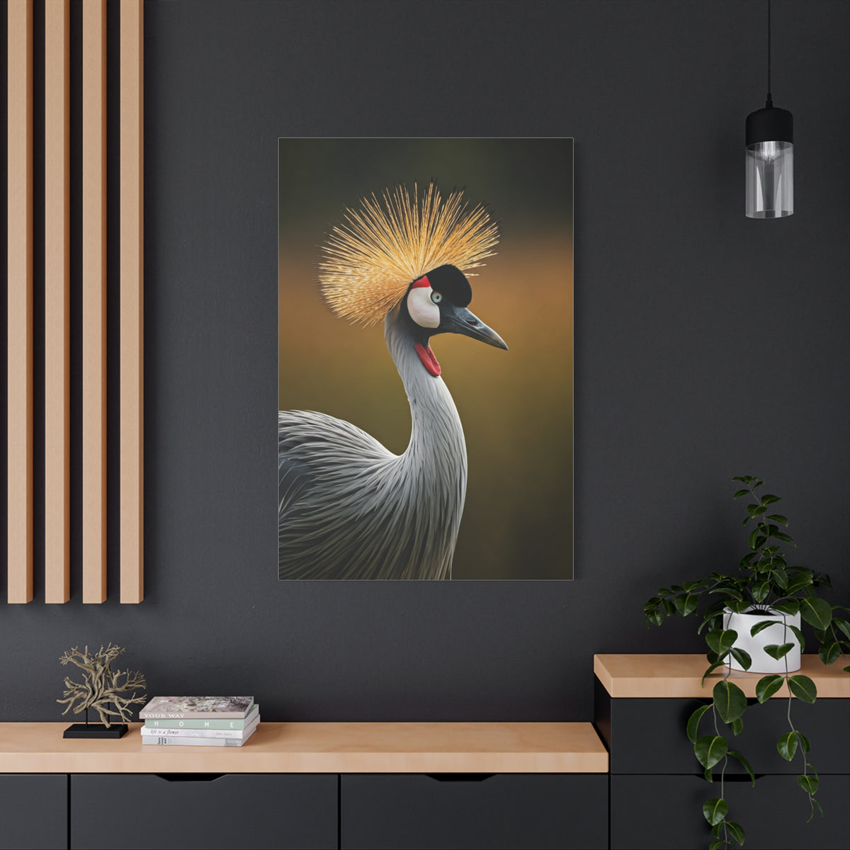 Regal Crowned Crane Portrait Wall Art & Canvas Prints
