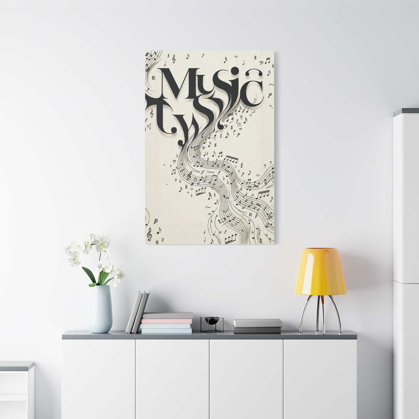 Flowing Typography Music Composition Wall Art & Canvas Print