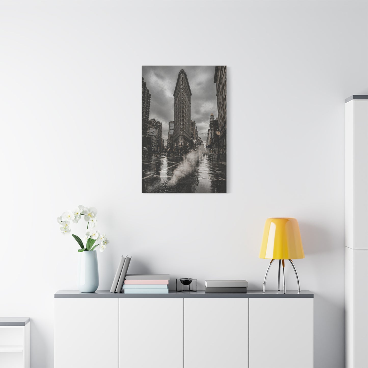 Flatiron Building Rainy Noir Wall Art & Canvas Print