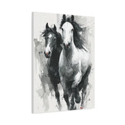 Monochrome Running Horses Abstract Wall Art & Canvas Print