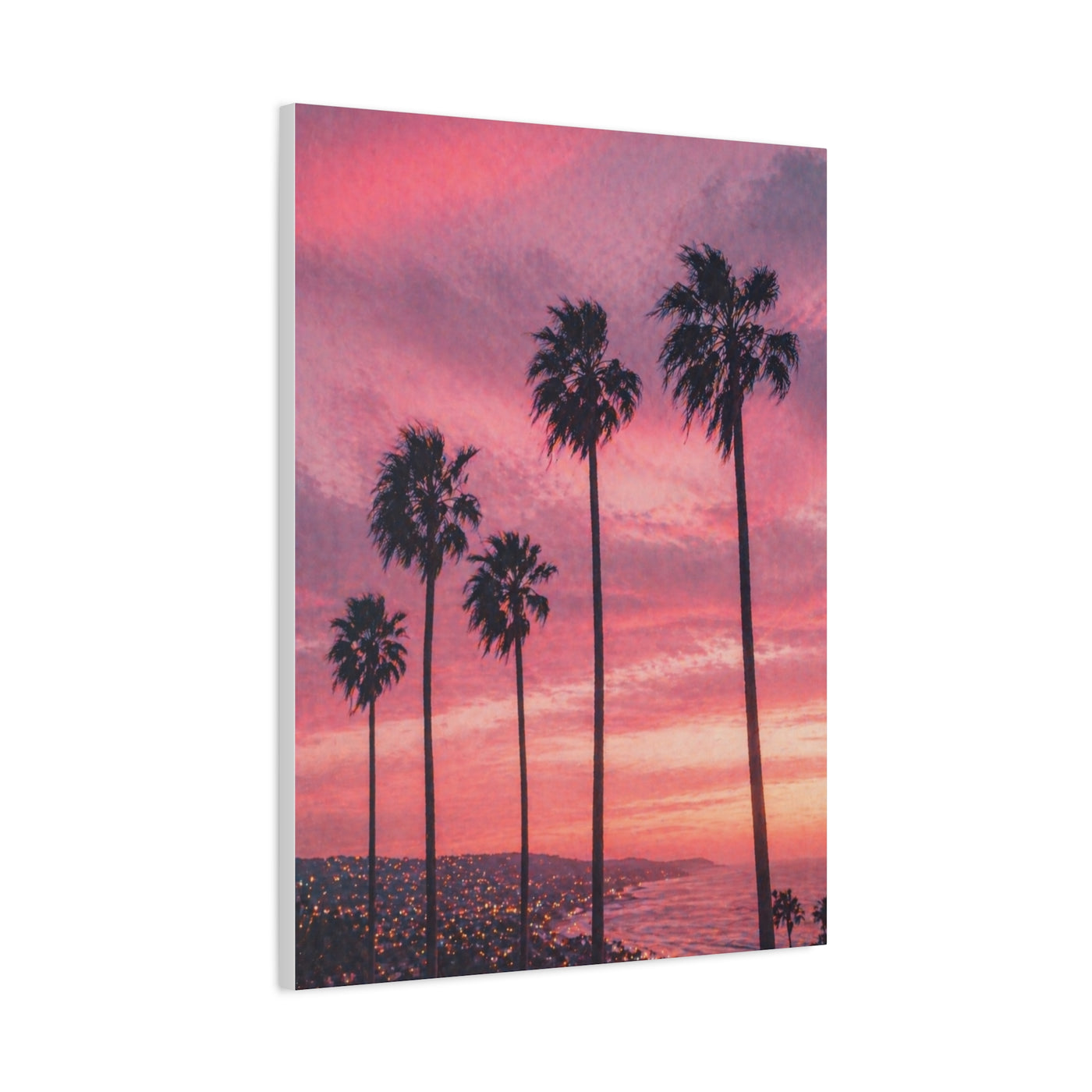 Pink Sunset Palm Coast Wall Art & Canvas Print