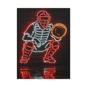 Neon Catcher Sign Sports Wall Art & Canvas Print