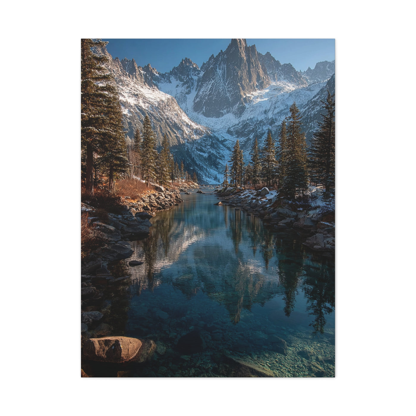 Serene Alpine Lake Reflection Wall Art & Canvas Print