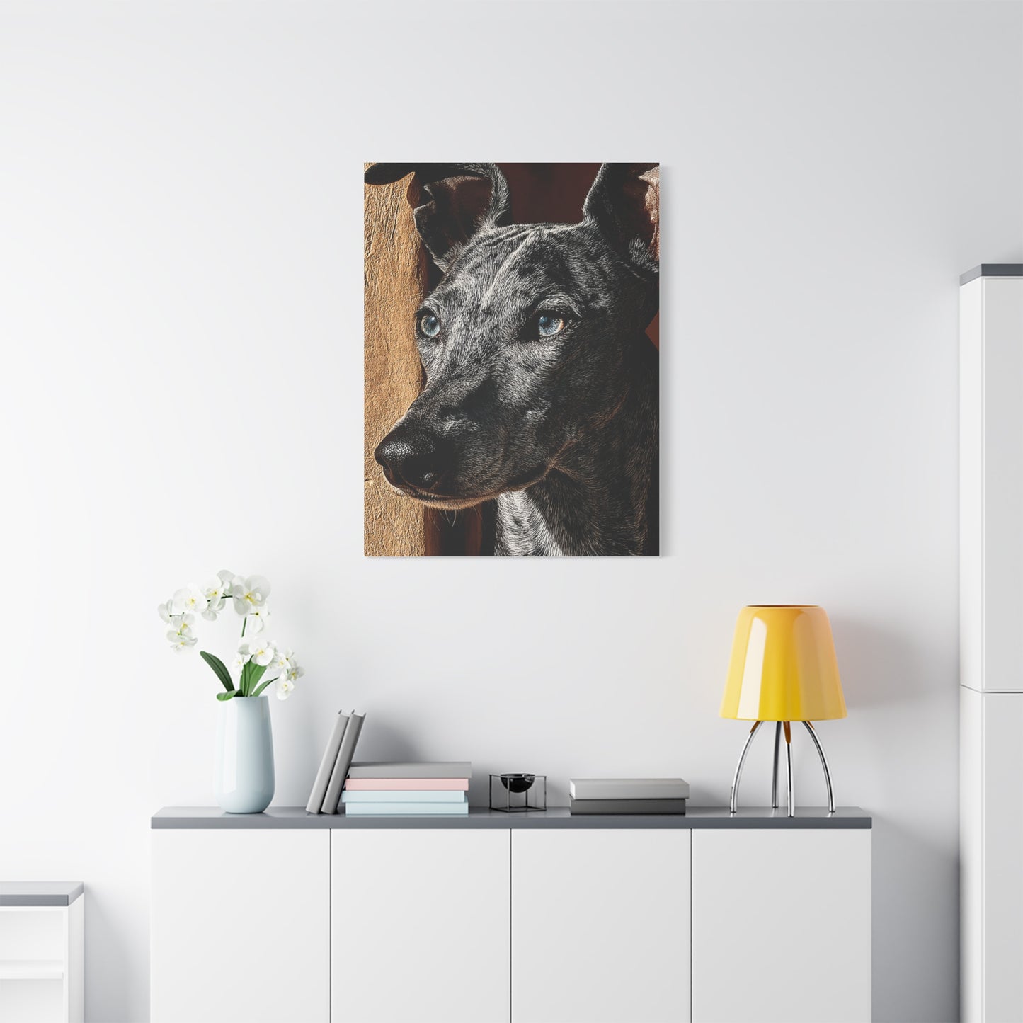 Minimalist Whippet Portrait Wall Art & Canvas Print