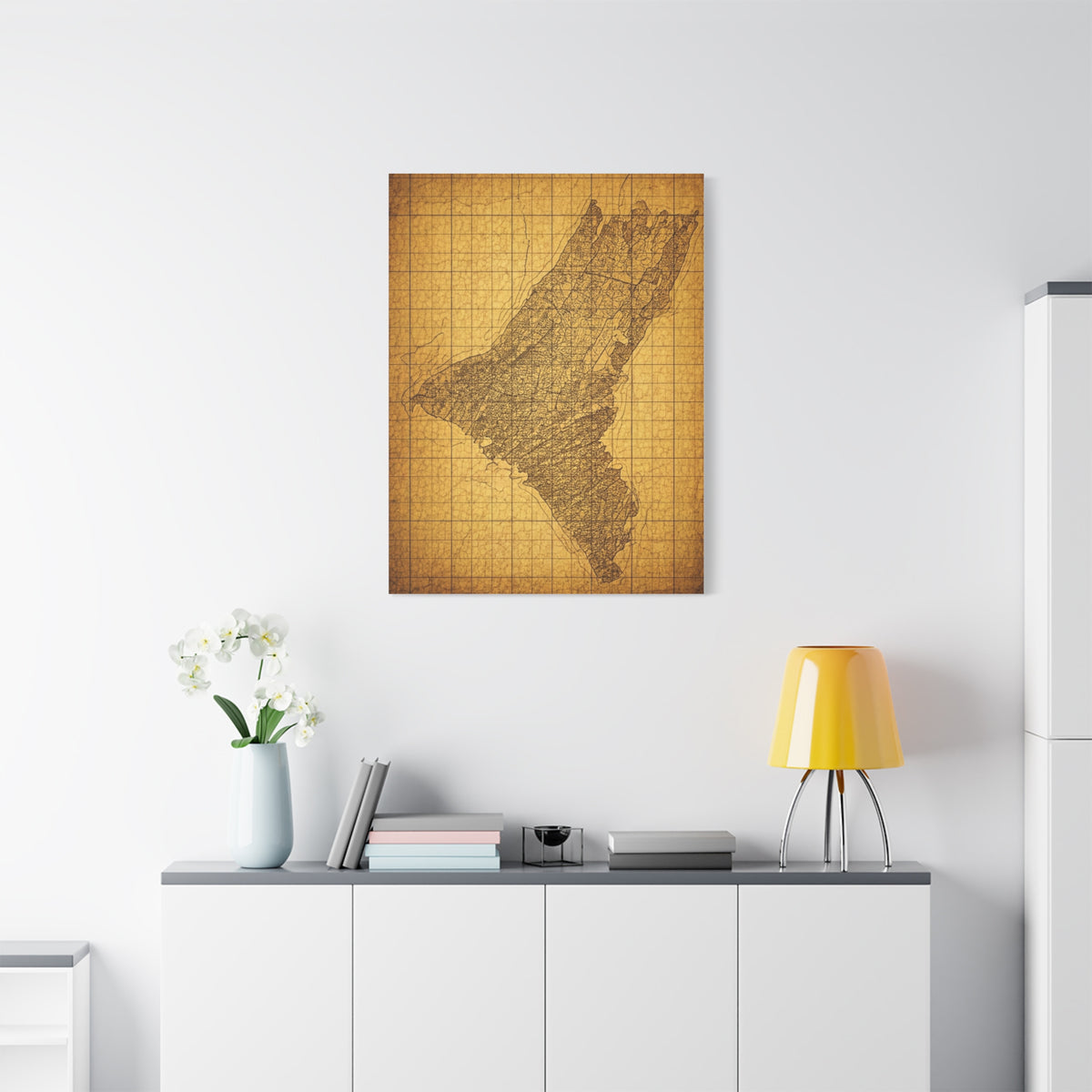 Sepia Gridland Treasure Chart Wall Art & Canvas Prints