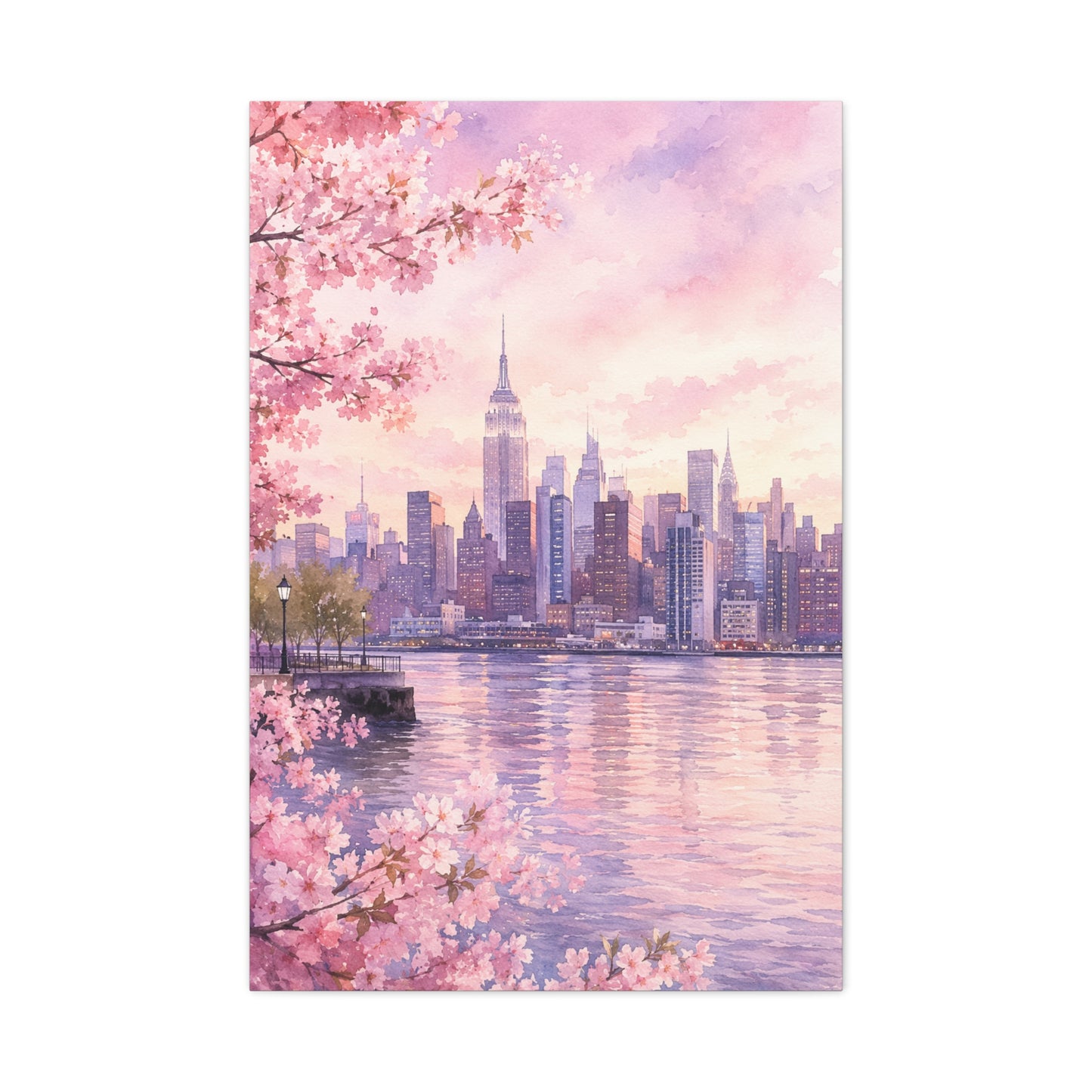 Spring Manhattan Skyline Blossom Wall Art & Canvas Print