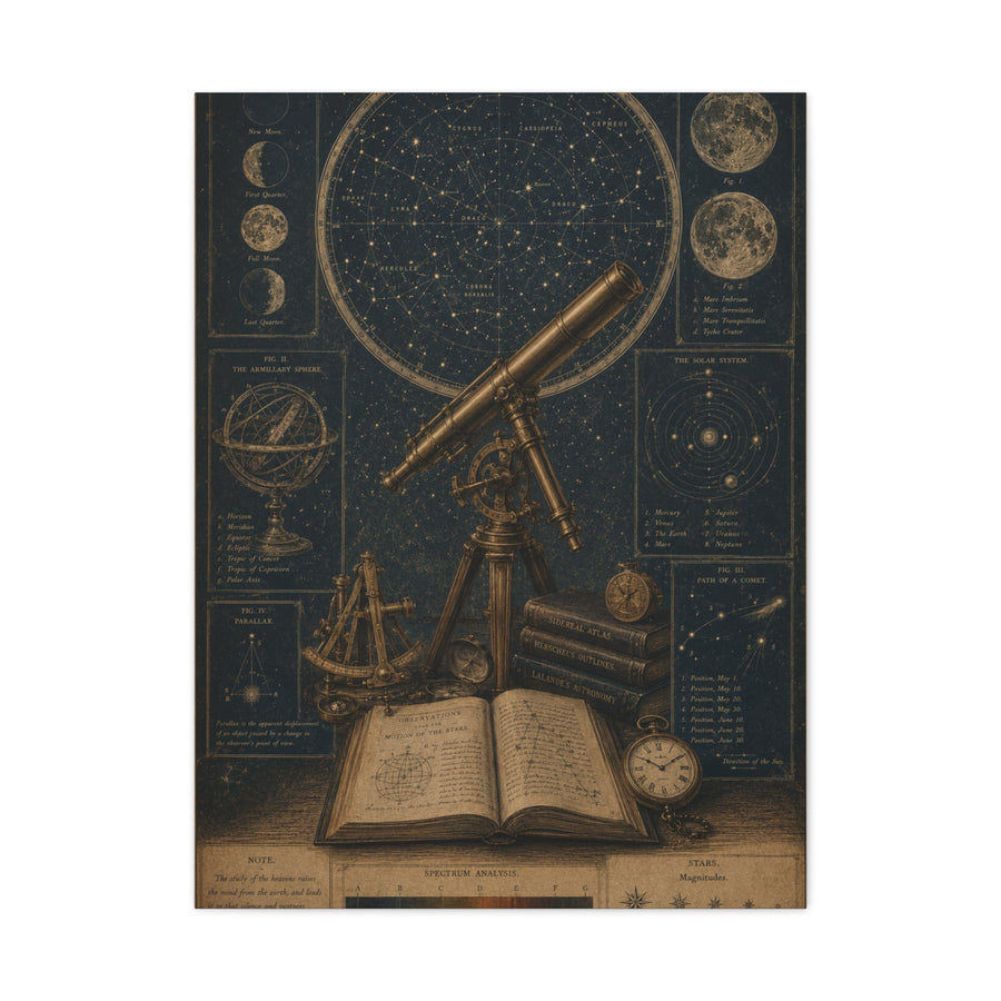 Antique Telescope & Celestial Study Wall Art & Canvas Print