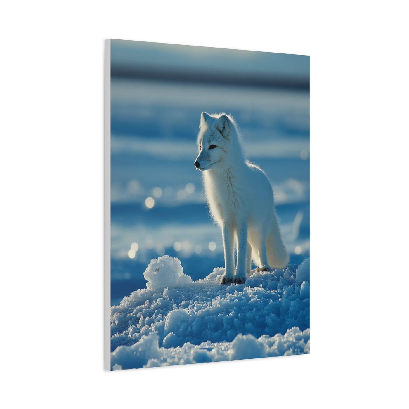 Arctic Fox Snow Minimal Portrait Wall Art & Canvas Print