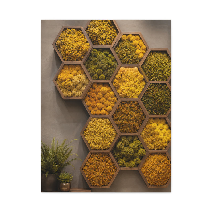Honeycomb Preserved Moss Biophilic Installation Wall Art & Canvas Print