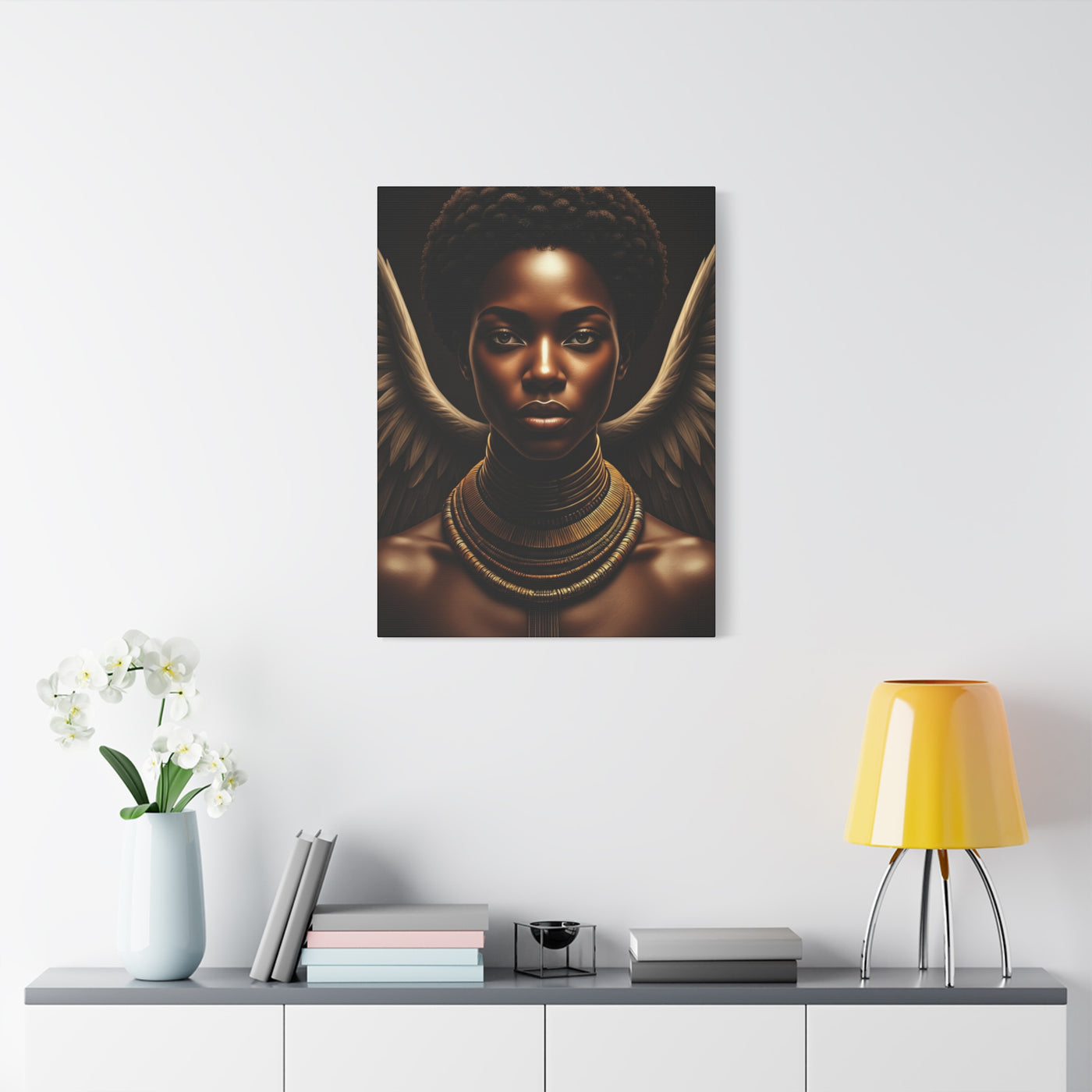 Celestial Queen with Golden Wings Wall Art & Canvas Prints