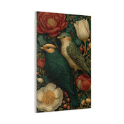 Green Botanical Songbird Pattern Wall Art & Canvas Print