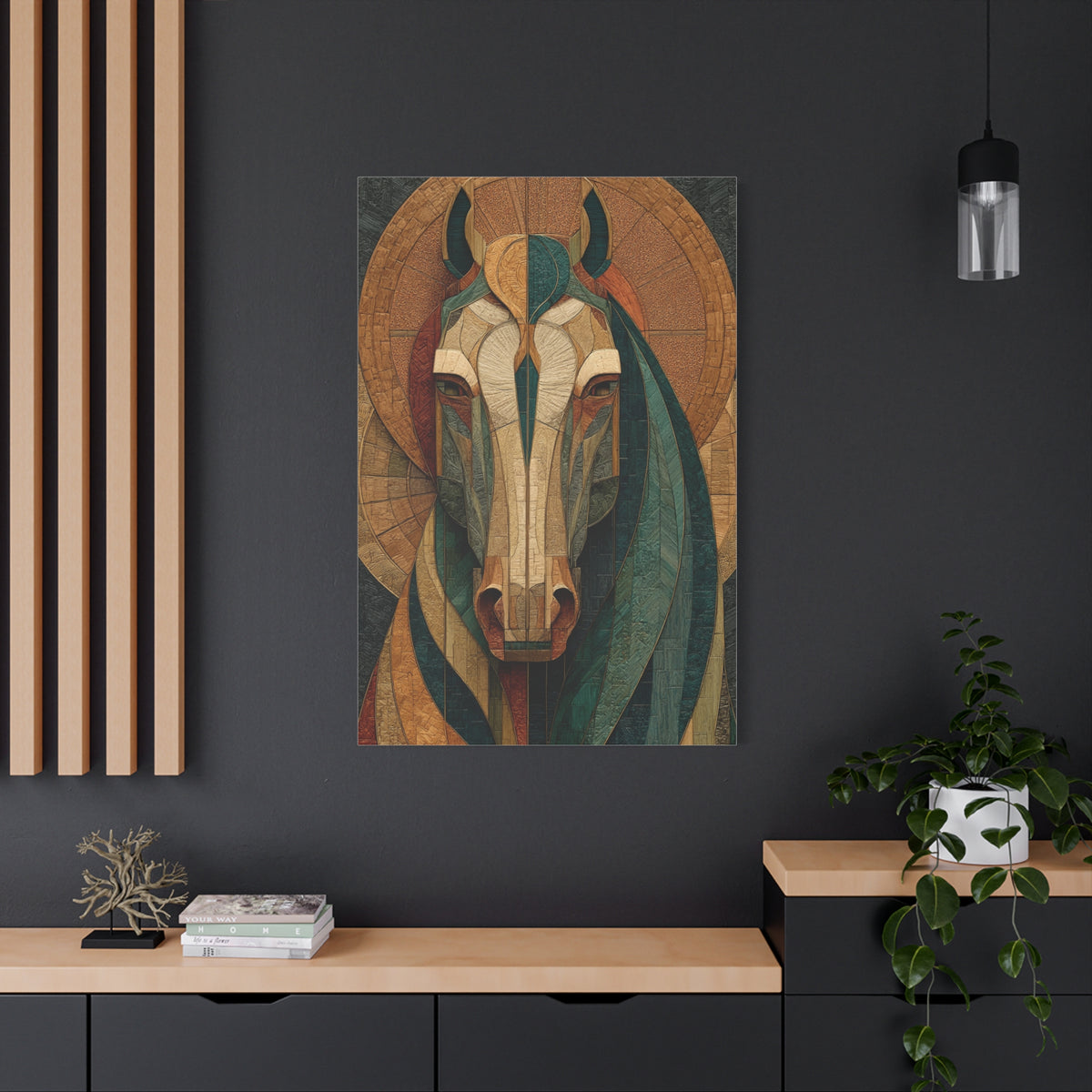 Geometric Equestrian Mosaic Portrait Wall Art & Canvas Print