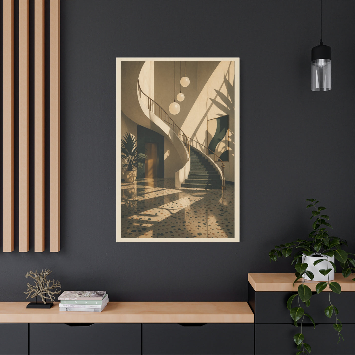 Sculptural Staircase Modernist Interior Wall Art & Canvas Print