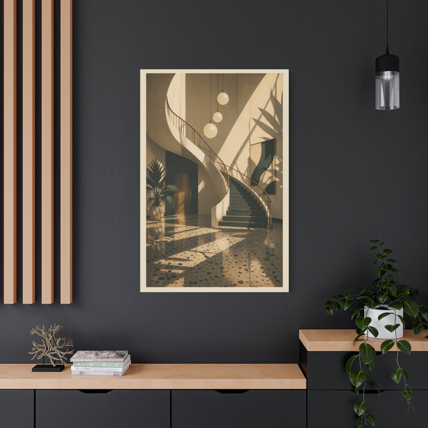 Sculptural Staircase Modernist Interior Wall Art & Canvas Print