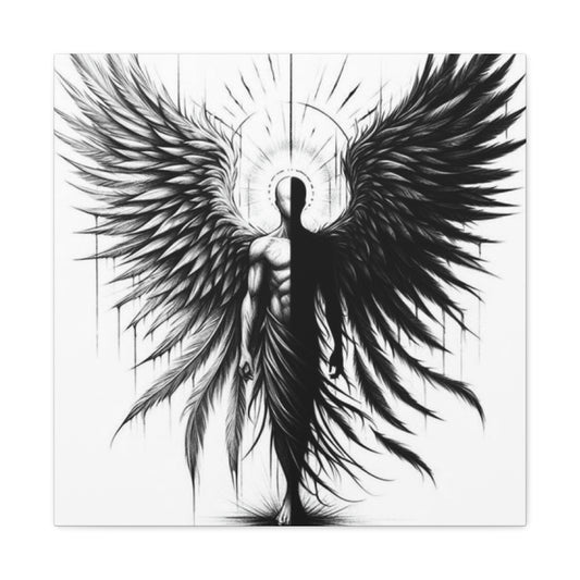 Black and White Angel Wings Tattoo Wall Art & Canvas Prints