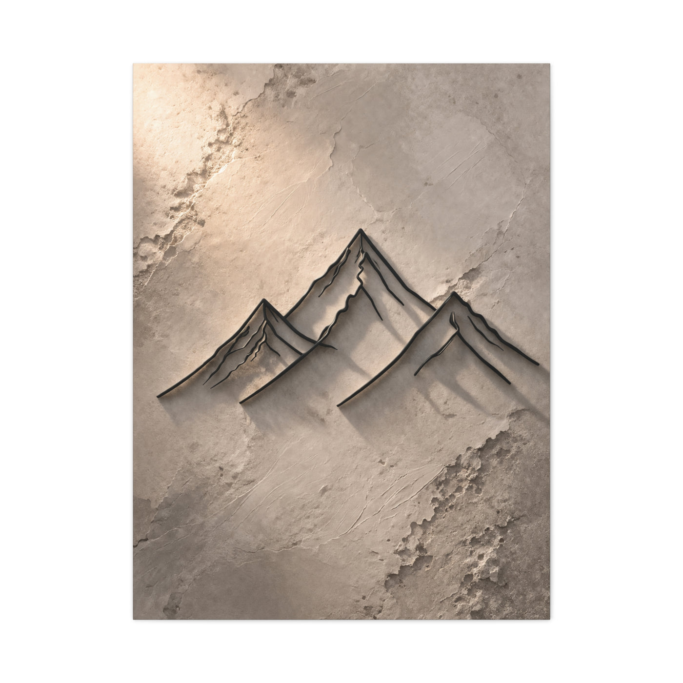 Minimalist Metal-Line Mountain Concept Wall Art & Canvas Print