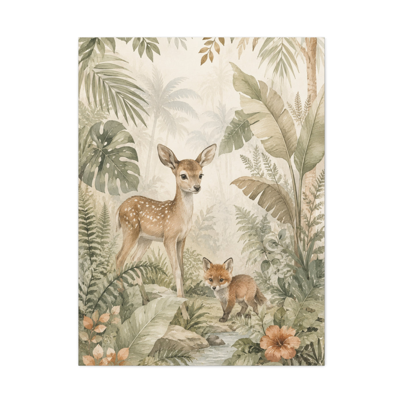 Neutral Safari Botanical Wildlife Tropical Wall Art & Canvas Print