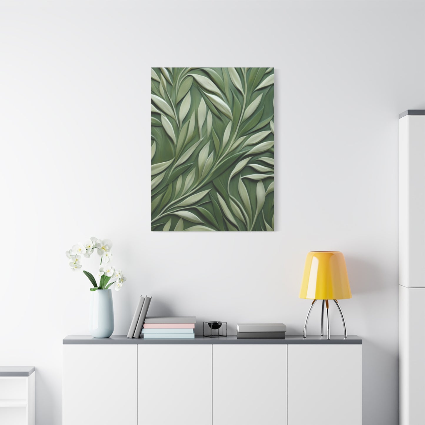 Olive Green Texture Leaves Prints Wall Art & Canvas Prints