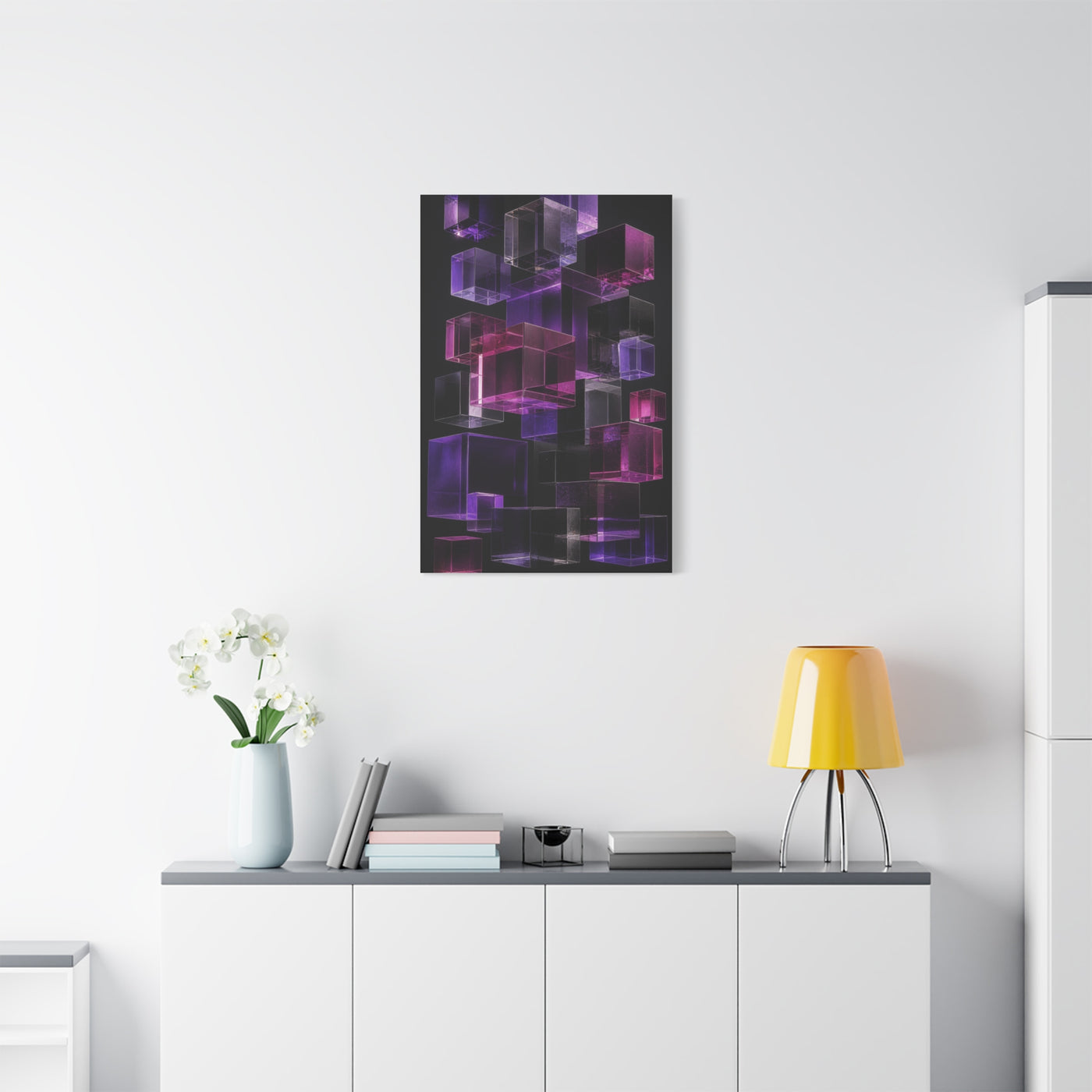 Floating Violet Glass Cubes Wall Art & Canvas Print