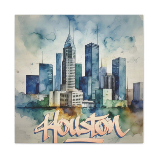 Houston Skyline Watercolor Wall Art & Canvas Prints