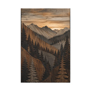 Layered Wood Mountain Forest Relief Trees Wall Art & Canvas Print