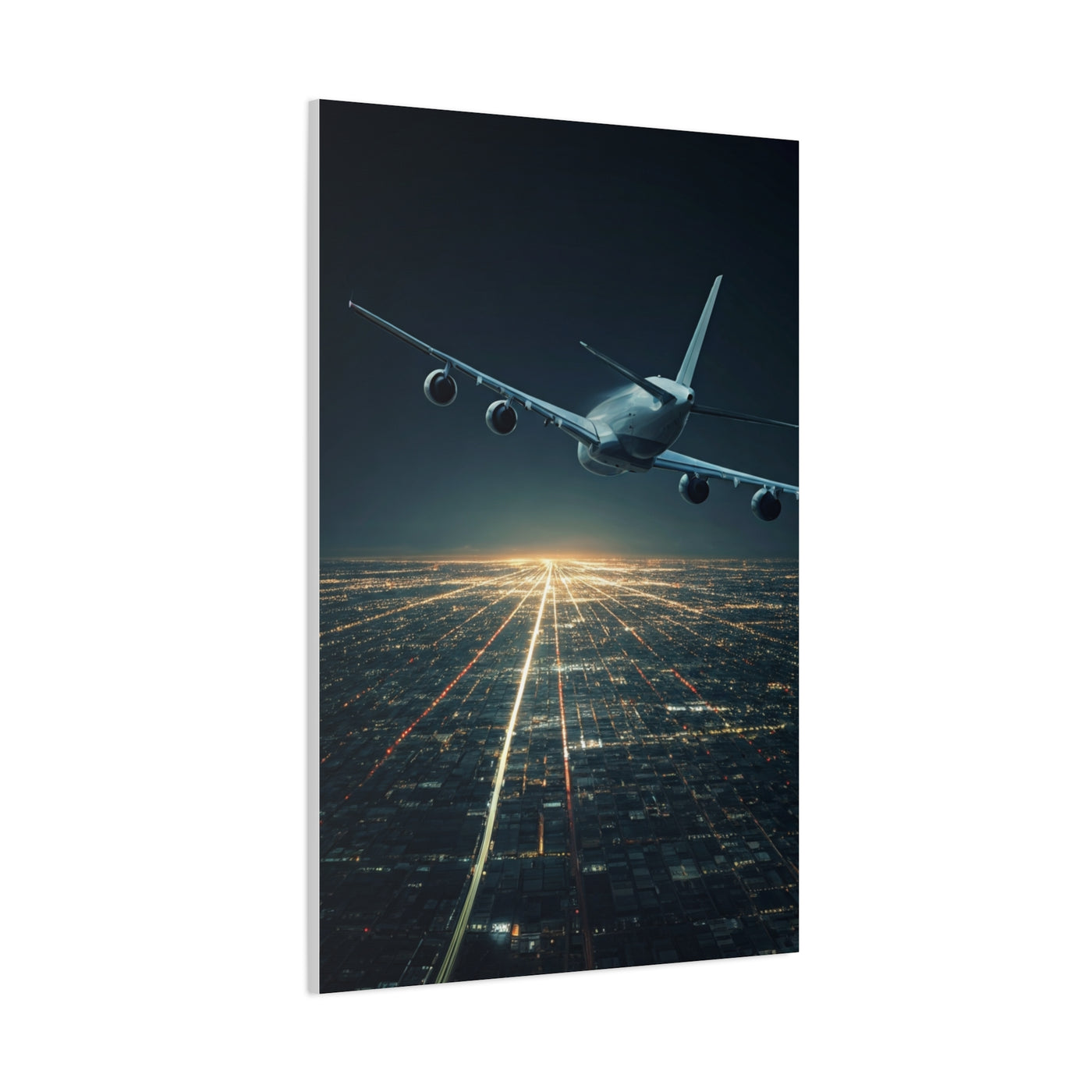 Night Runway Takeoff Journey Wall Art & Canvas Prints