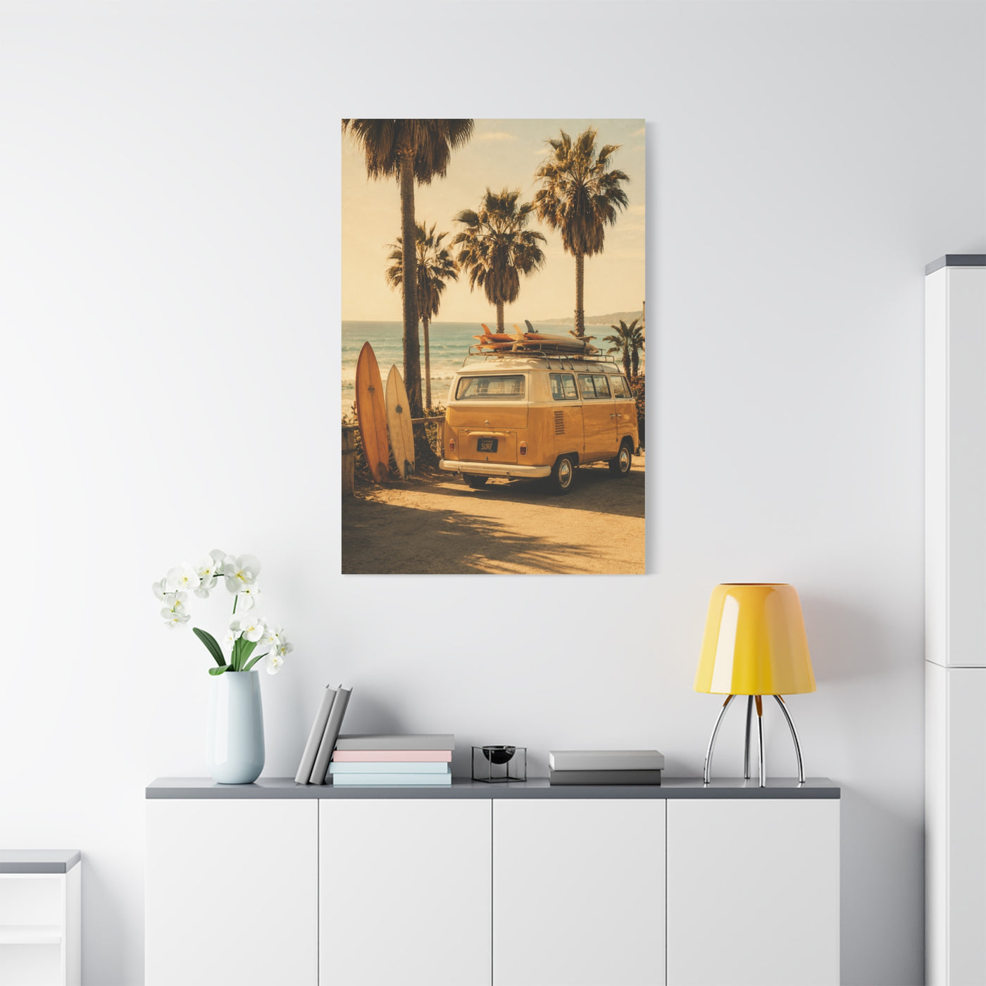 Vintage Coastal Surf Van Nostalgia Scene Wall Art & Canvas Print