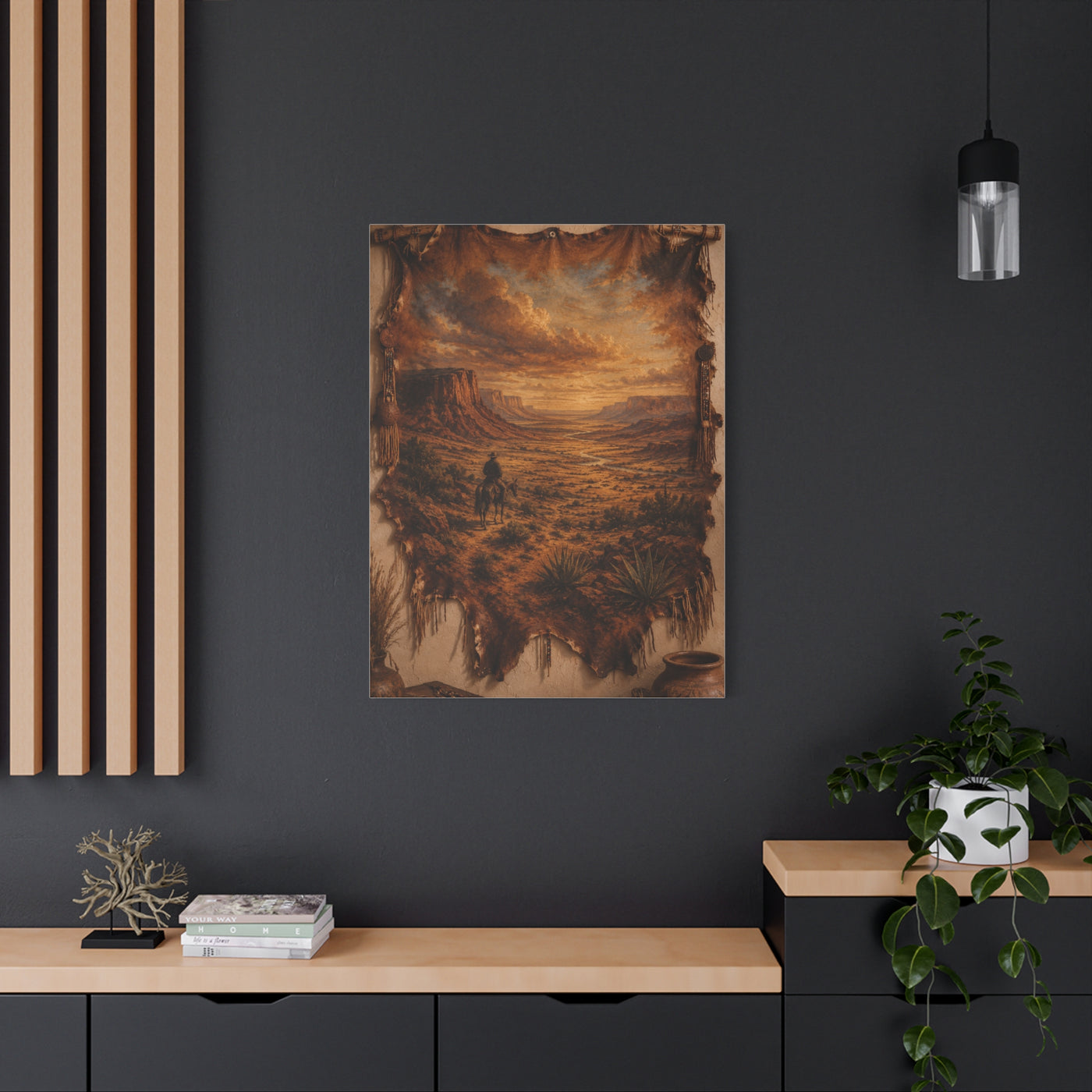 Leather Hide Desert Panorama Southwest Wall Art & Canvas Print