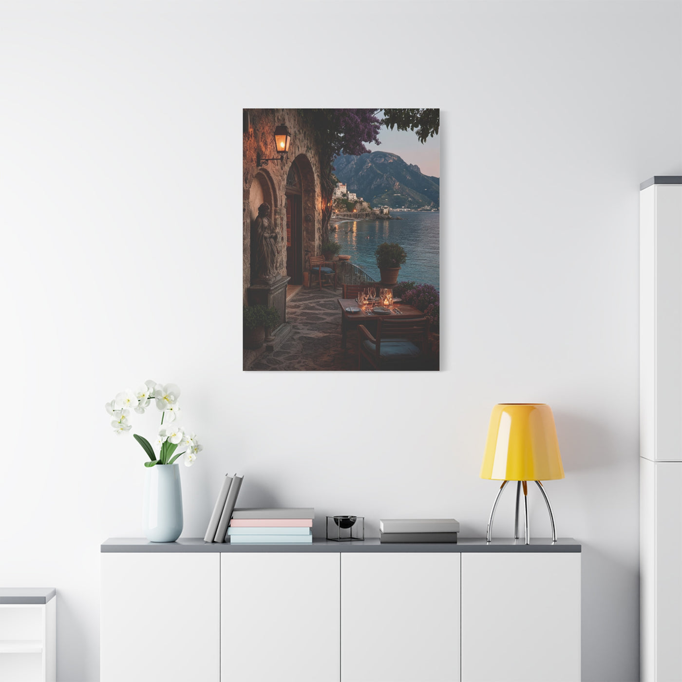 Amalfi Coast Candlelit Terrace Wall Art & Canvas Print