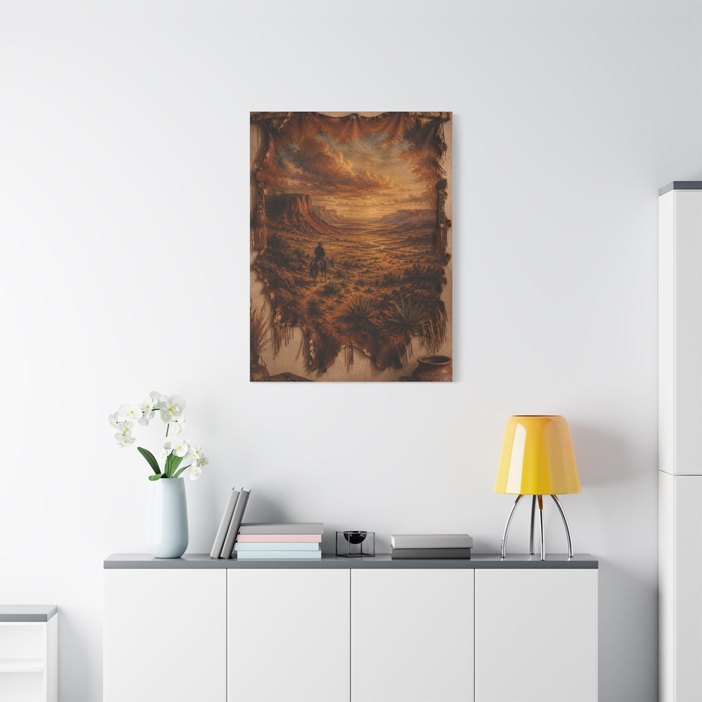 Leather Hide Desert Panorama Southwest Wall Art & Canvas Print