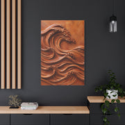 Terracotta Clay Wave Sculpture Panel Wall Art & Canvas Print