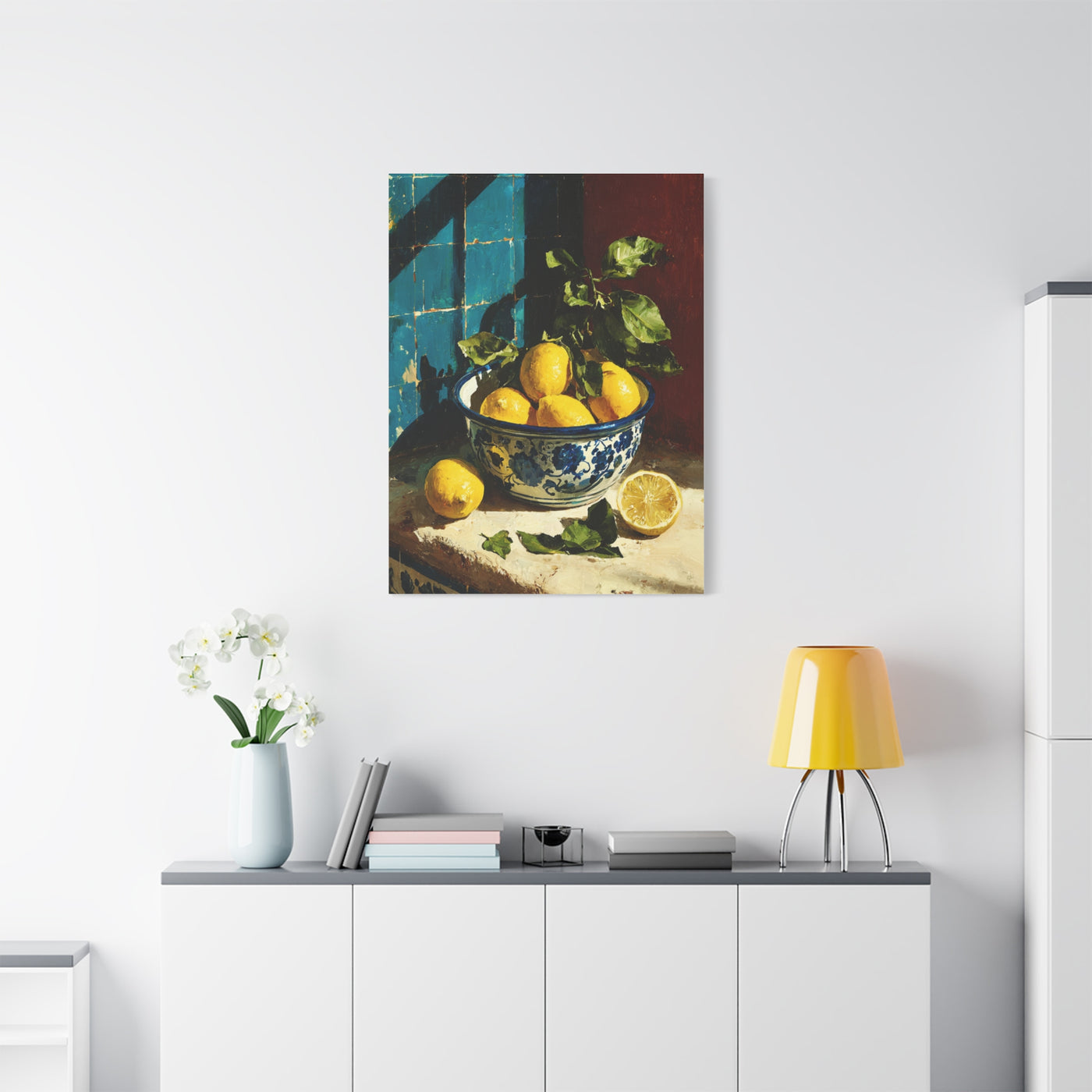 Mediterranean Lemon Bowl Painterly Kitchen Wall Art & Canvas Print