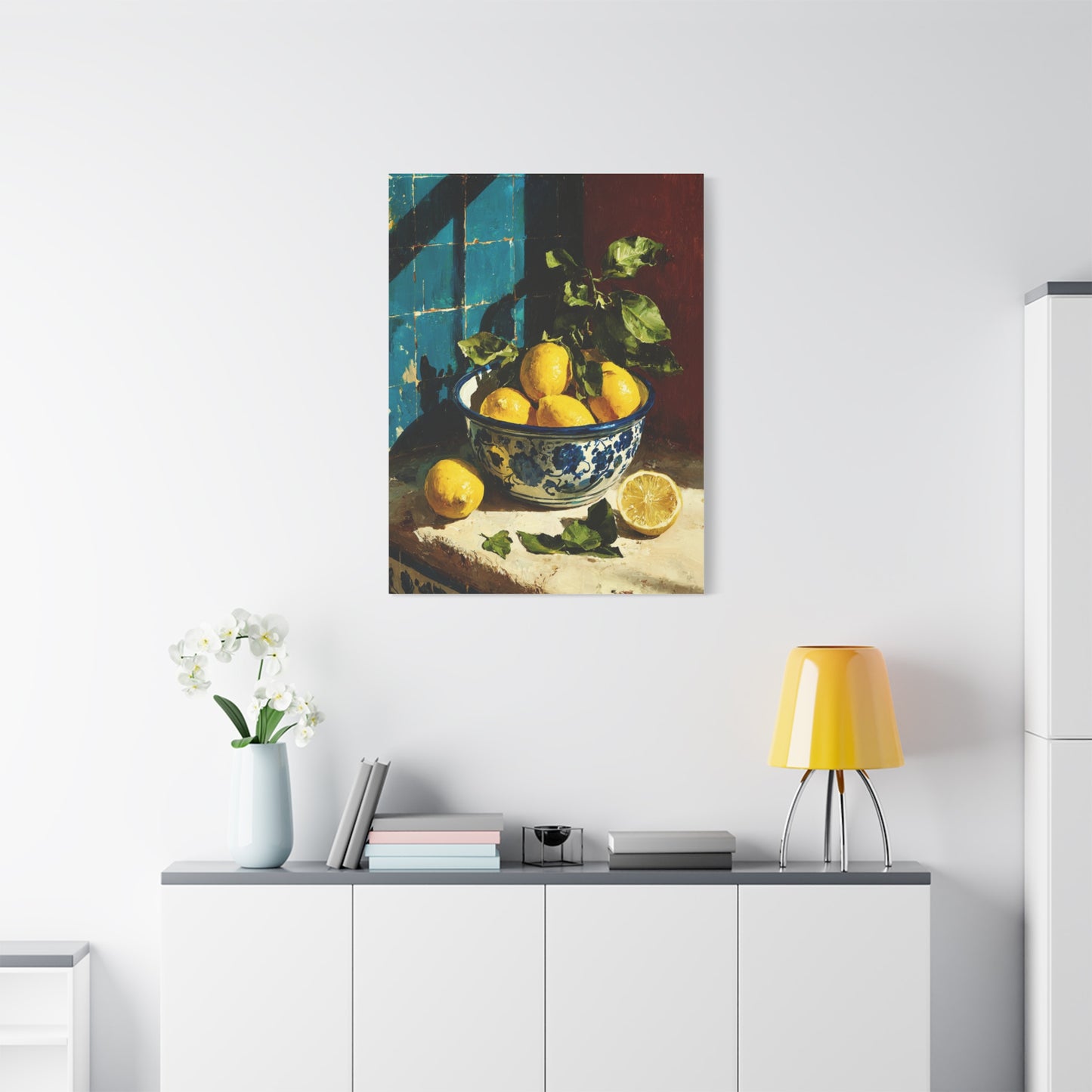 Mediterranean Lemon Bowl Painterly Kitchen Wall Art & Canvas Print