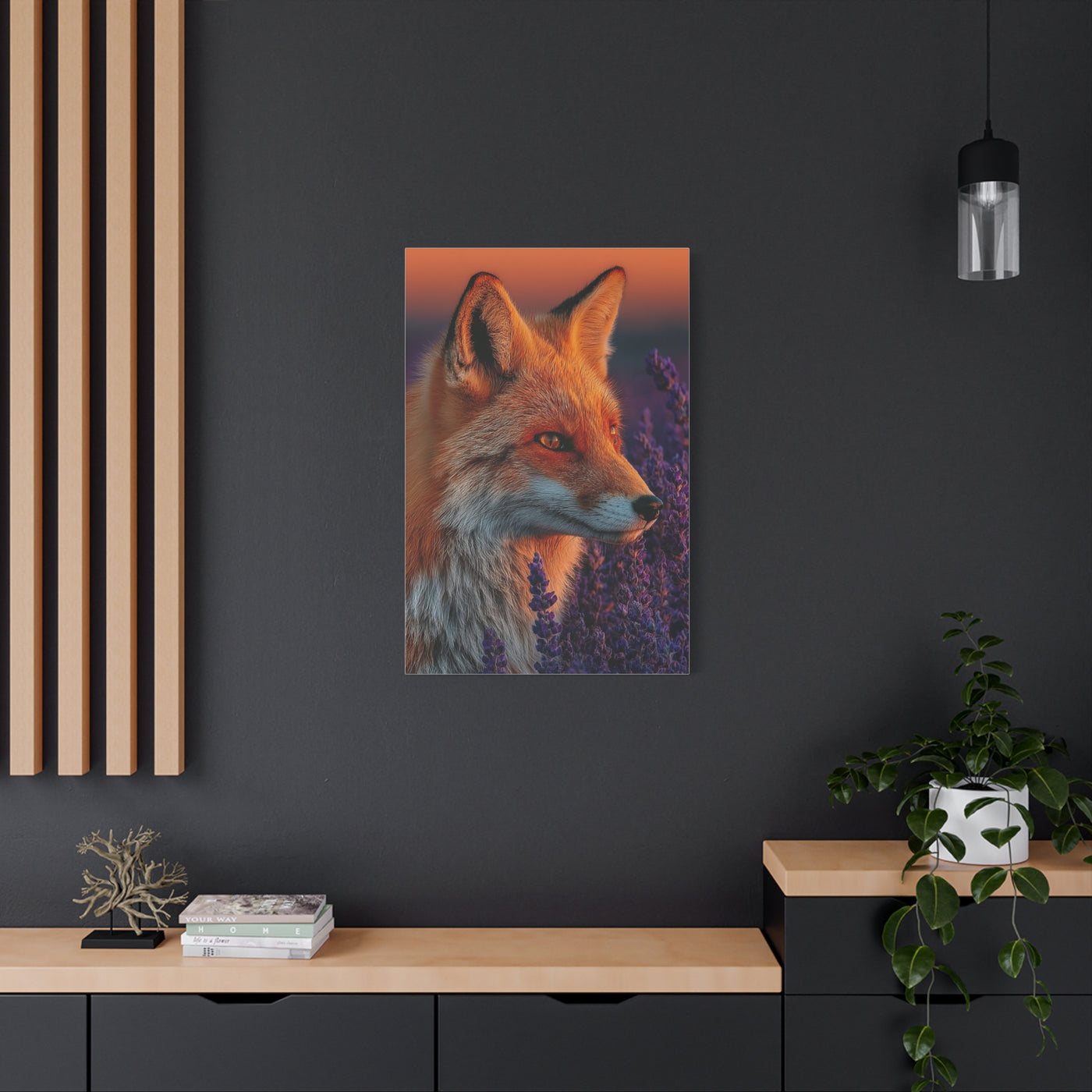 Lavender Field Fox Sunrise Wall Art & Canvas Print